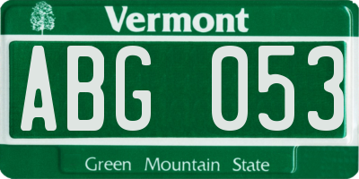 VT license plate ABG053