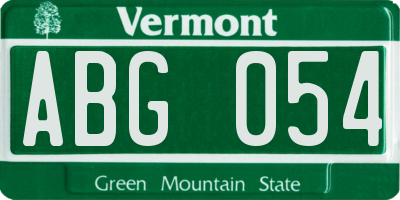 VT license plate ABG054