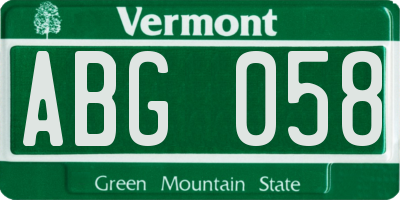 VT license plate ABG058