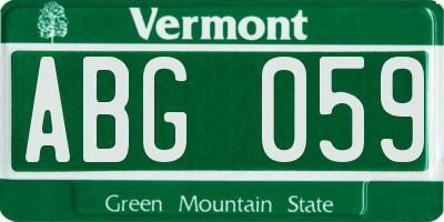 VT license plate ABG059