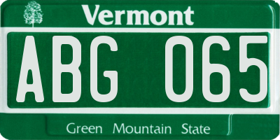 VT license plate ABG065