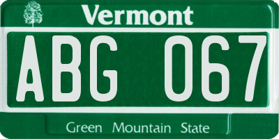 VT license plate ABG067