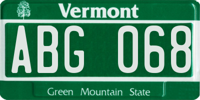 VT license plate ABG068