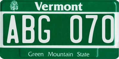 VT license plate ABG070