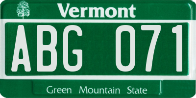 VT license plate ABG071