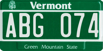 VT license plate ABG074