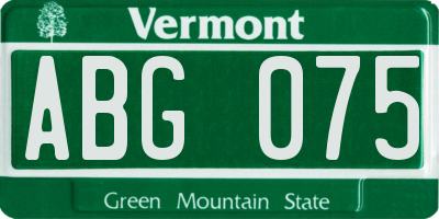 VT license plate ABG075