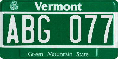 VT license plate ABG077