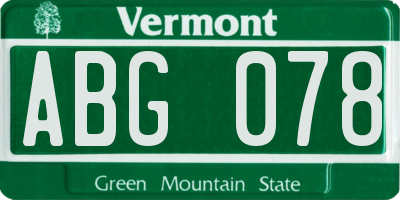 VT license plate ABG078