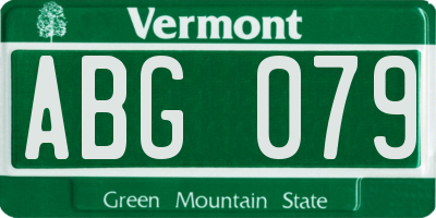 VT license plate ABG079