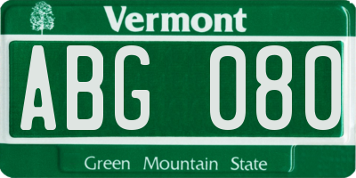 VT license plate ABG080