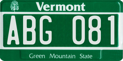 VT license plate ABG081