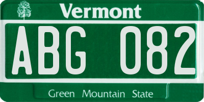 VT license plate ABG082