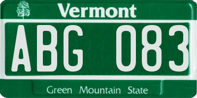 VT license plate ABG083