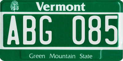 VT license plate ABG085