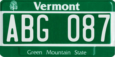 VT license plate ABG087