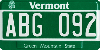 VT license plate ABG092