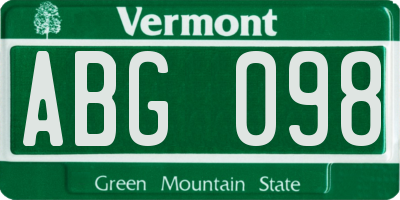 VT license plate ABG098