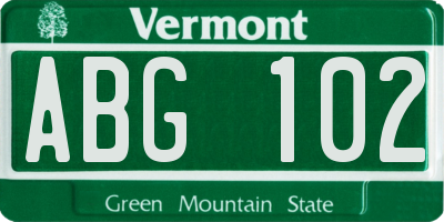 VT license plate ABG102