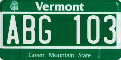 VT license plate ABG103