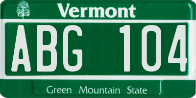 VT license plate ABG104