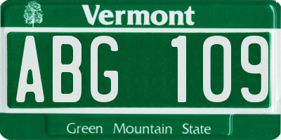 VT license plate ABG109