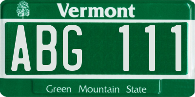 VT license plate ABG111