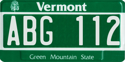 VT license plate ABG112