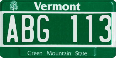 VT license plate ABG113