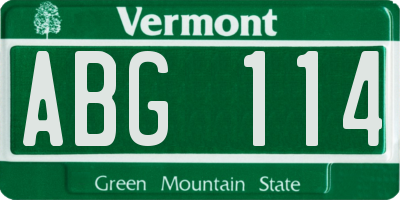 VT license plate ABG114