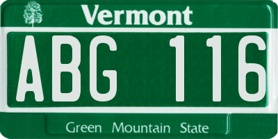 VT license plate ABG116