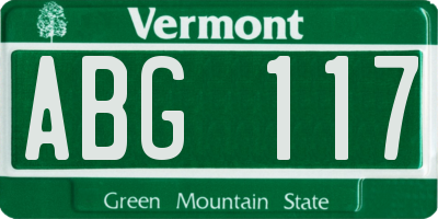 VT license plate ABG117