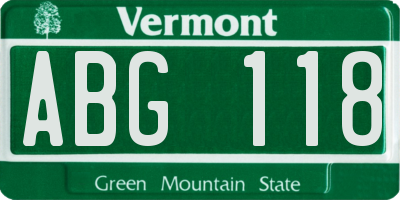 VT license plate ABG118