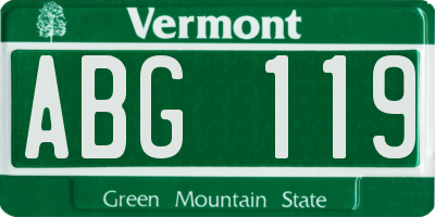 VT license plate ABG119