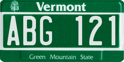 VT license plate ABG121