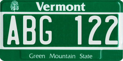 VT license plate ABG122