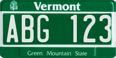 VT license plate ABG123