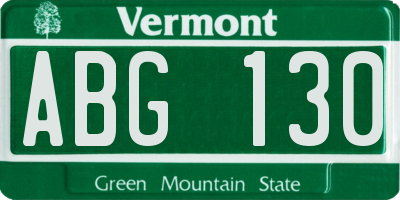 VT license plate ABG130