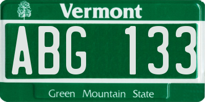 VT license plate ABG133