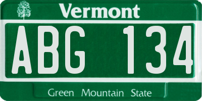 VT license plate ABG134