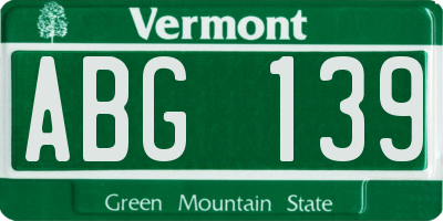 VT license plate ABG139