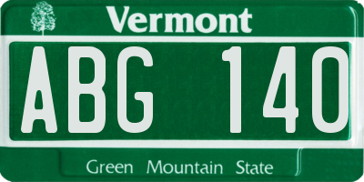 VT license plate ABG140