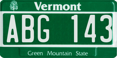 VT license plate ABG143