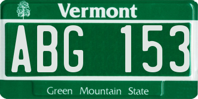 VT license plate ABG153