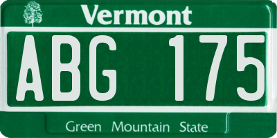 VT license plate ABG175