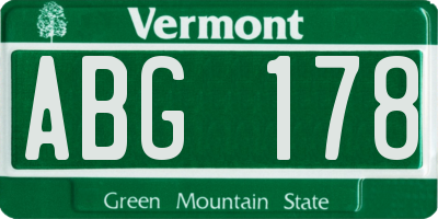 VT license plate ABG178