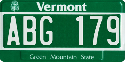 VT license plate ABG179