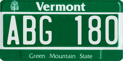 VT license plate ABG180