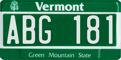 VT license plate ABG181