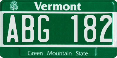 VT license plate ABG182